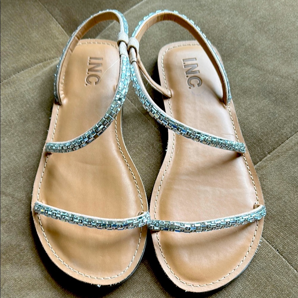 INC International Concepts Women's Tan and rhinestone Sandals